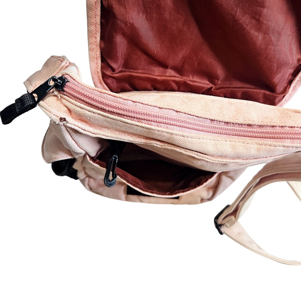 Kavu Cotton Canvas Crossbody Bag Light Pink Adjustable Strap Many Compartments - Picture 8 of 11